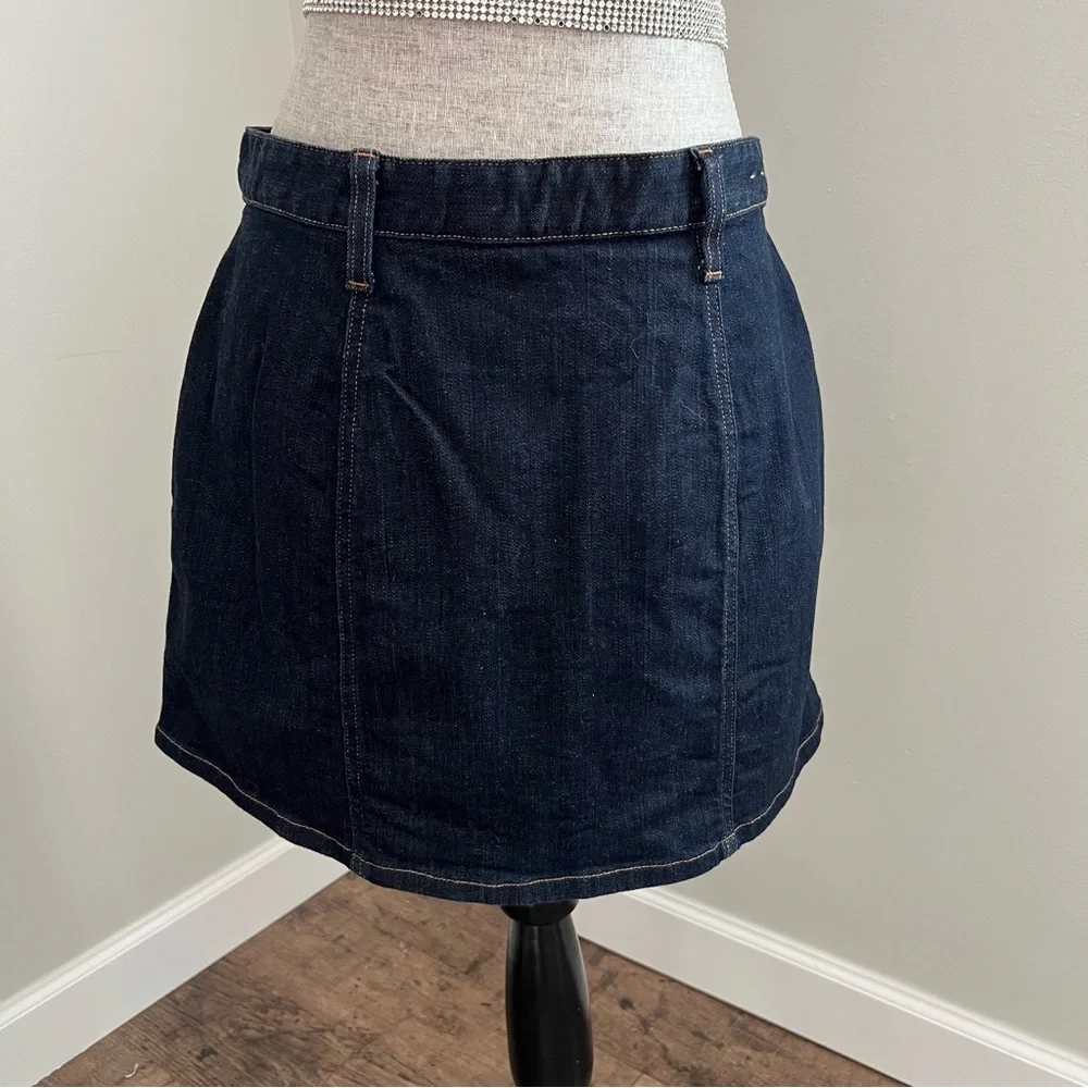Ralph Lauren Denim Supply Tilden Button Front Denim Mini Jean Skirt Dark Wash 30